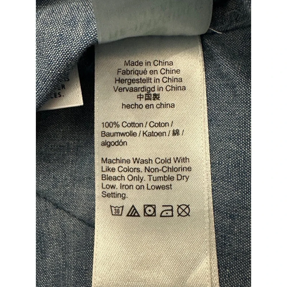J. Crew Womens Ruffle Collar Chambray Shirt Blue Classic Fit Size 8 NEW!